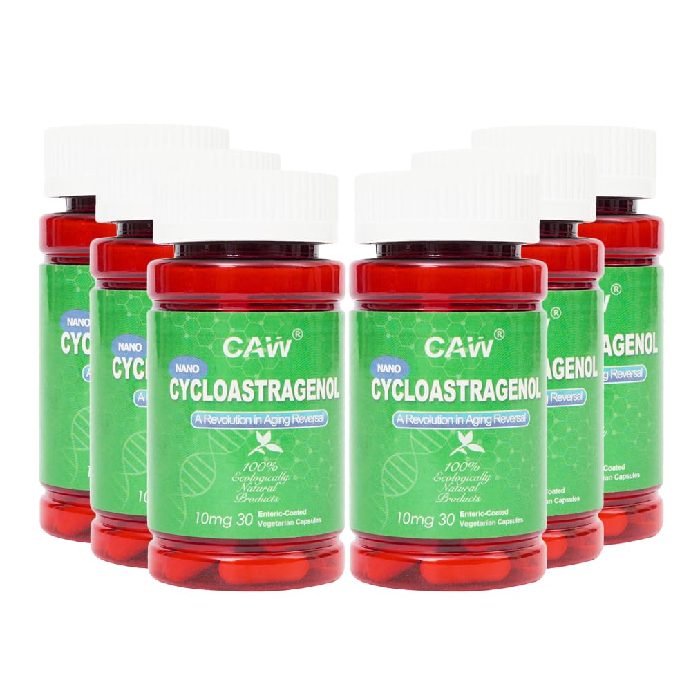 CAW Nano Cycloastragenol 10Mg | Telomerase Activation Anti-Aging | Cell Rejuvenation Immunity Boost | 30 Enteric-Coated Vegetarian Capsules (6 Bottles)