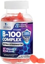 B Complex Supplement Gummies met vitamine C & Folic Acid, Extra sterkte Super Vitamine B Gummy met Niacin, B6, Folic Acid, B12, Biotin, Nature's Energy Immune Support Supplementen - 60 Gummies