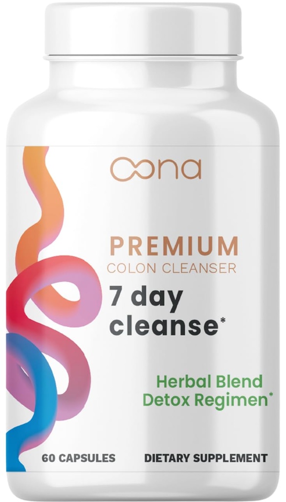 7 Day Advanced Colon Cleanse, Prebiotics & Natural Herbs, Supports Detox & Gut Flora for Women & Men, with Cascara Sagrada, Black Walnut Hulls & Black Cohosh, 60 Capsules 1-2 Daily | 7 Day Cleanse
