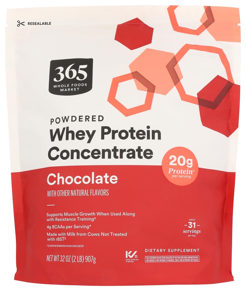 365 by Whole Foods Market, Chocolate Whey Concentrate Protein Powder, 32 Ounce