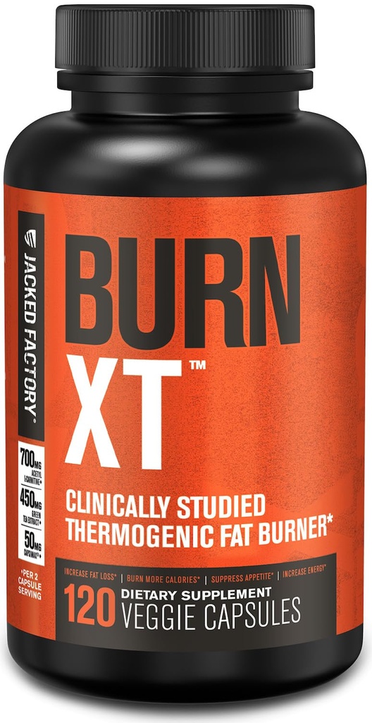 Gejackte fabriek Burn-XT klinisch bestudeerde vetbrander & gewichtsverlies supplement - Apetite Suppressant & Energy Booster - met acetaat L-Carnitine, groene thee extract en meer - 120 natuurlijke Dieet pillen