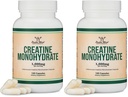 Creatine Monohydraat Capsules - 1g per portie, 120 Tel - Geen fillers, Vegan Safe, Non-GMO, Glutenvrij door dubbel hout (verpakking van 2)