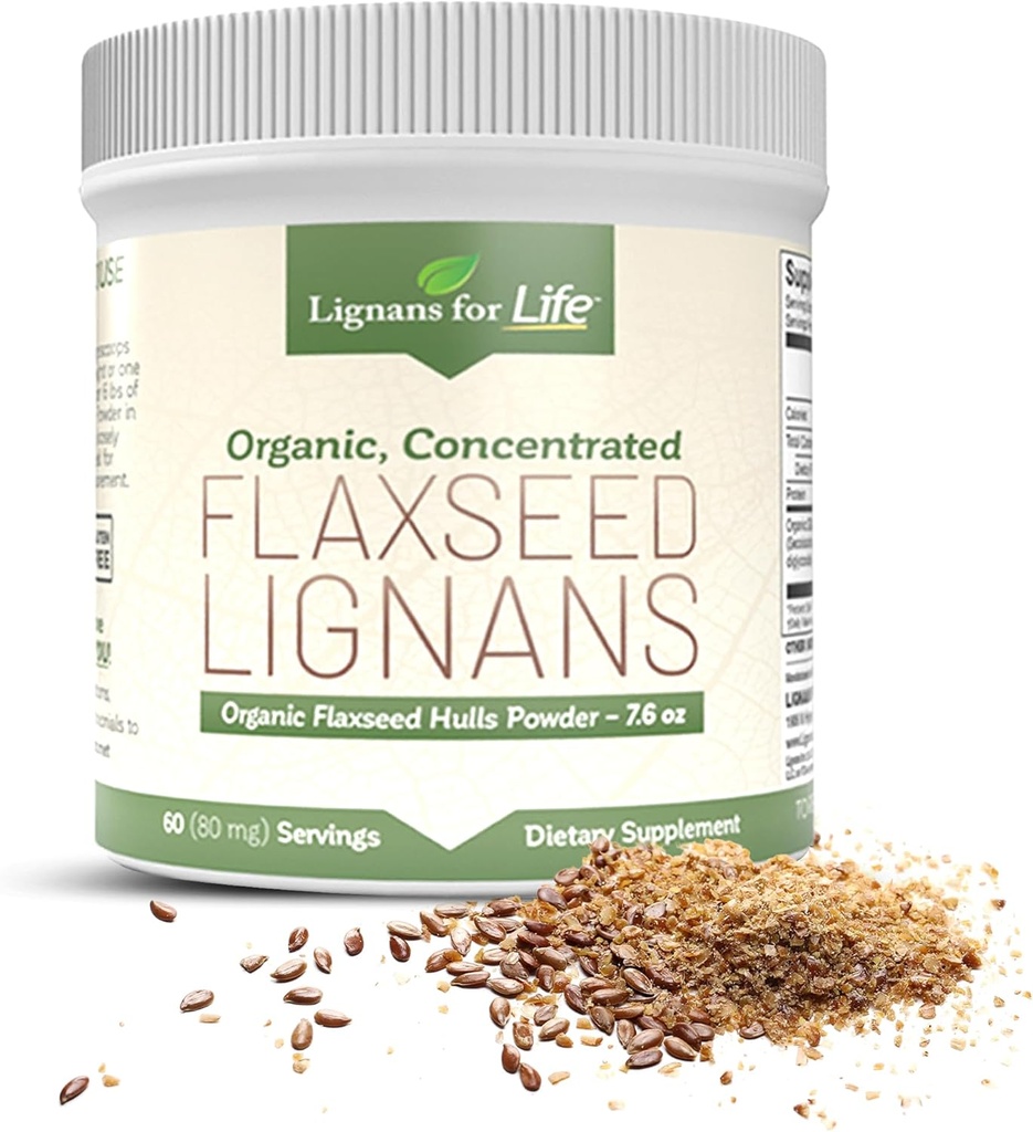 Lignans for Life - Natural Bulk Ground Flaxseed Powder - Omega 3 & 6 Vetzuren gevuld met hoge vezelantioxidanten - Ondersteuning Gezond Hart & Hair, Gezond Immune Systeem - 60 Servaties 80mg per tab, 1 Pack