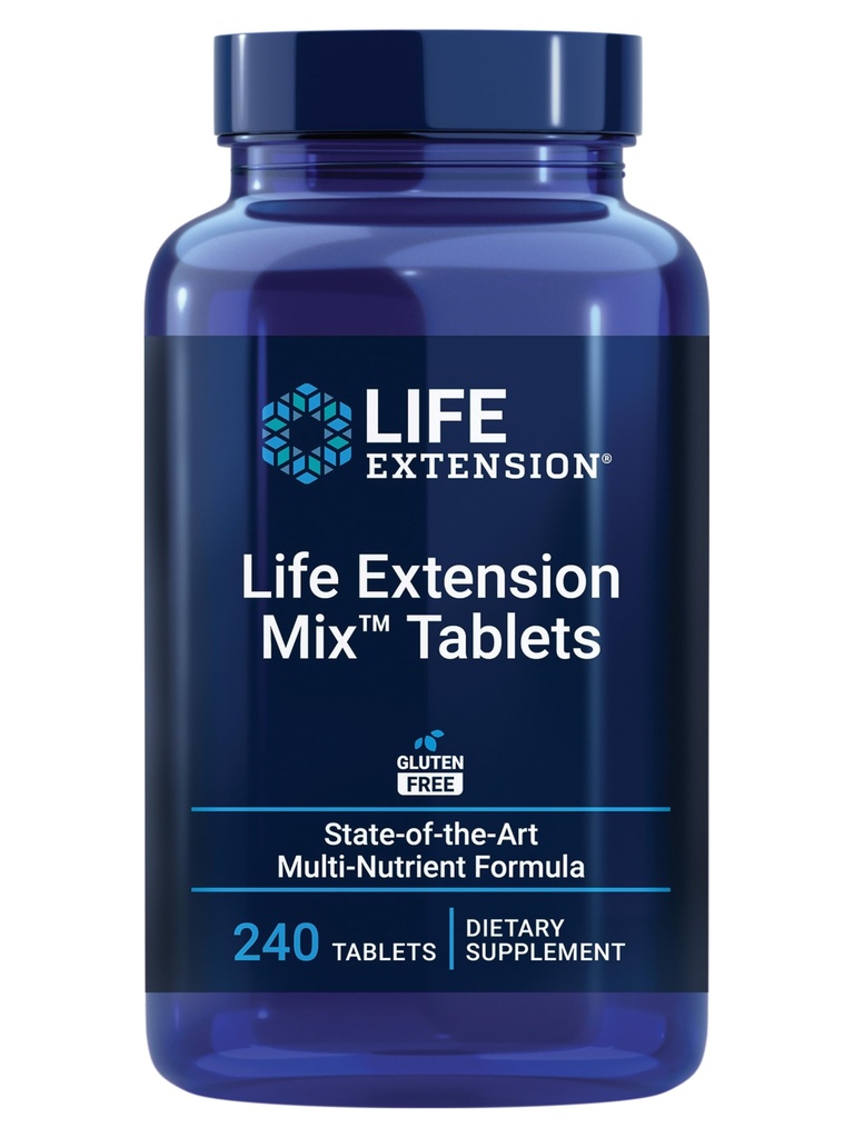 Life Extension Mix Tablets, high-Potency, Advanced Vitamin, Mineral, Fruit & Vegetable Formula, Vitamin C, B, D, E, Magnesium, for Whole-Body Health, Healthy Aging, Gluten-Free, 240 Tablets