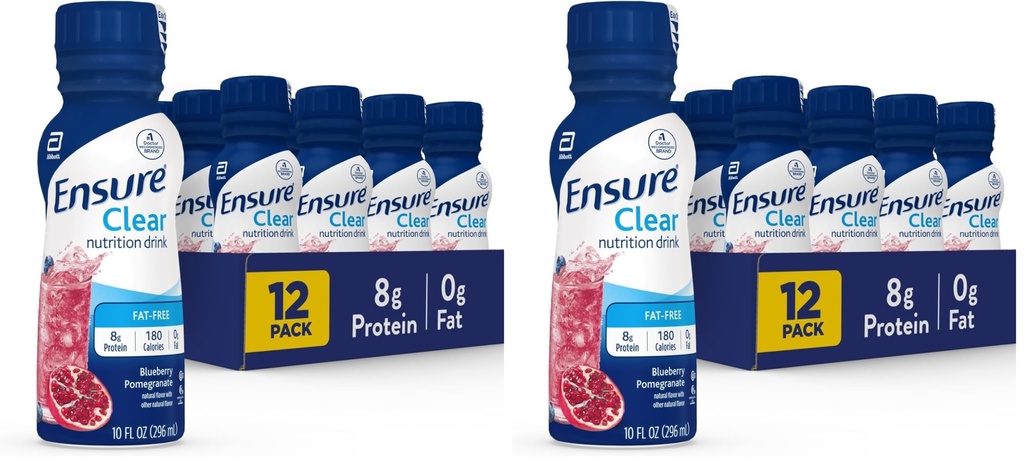 Zorg voor vloeibare heldere voeding Drink, 0g vet, 8g eiwit, Blueberry Granaatappel, Fles, glutenvrij, 10 Fl Oz (verpakking van 24)