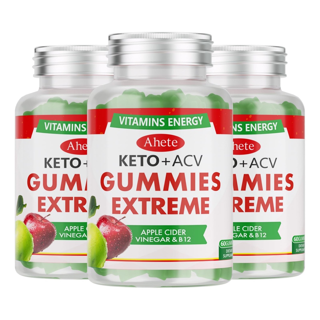 Keto Apple Cider Vinegar Gummies met vitamine B6, B12, Folaat & Beetwortel, Keto ACV Gummy Ondersteunt dagelijkse wellness & Metabolisme, natuurlijke appelsmaak, 180 Gummies (90 dagen levering)