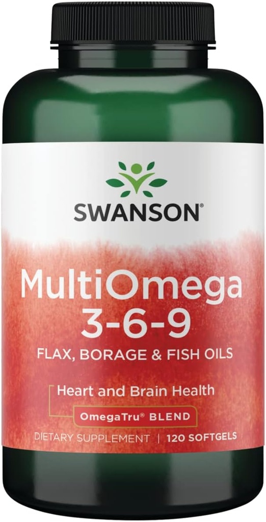 Swanson Multiomega 3-6-9 (Flax Borage Fish) 2400 Milligrammen 120 Sgels