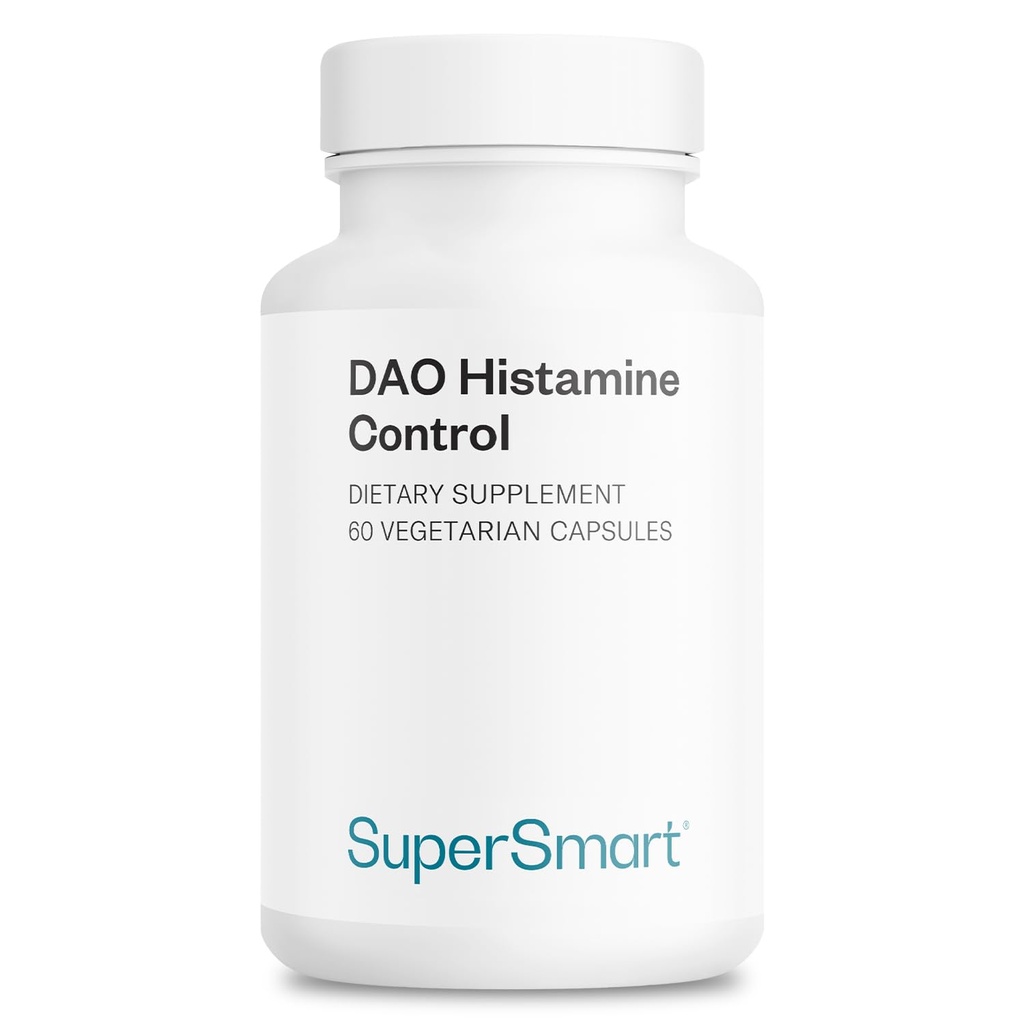 Supersmart DAO Histamine Control (High Potency) - Micro-Encapsulated Pea Spruits DAO Enzyme - Enhanced with Quercetin & Vitamin C - Diamine Oxidase Supplement 