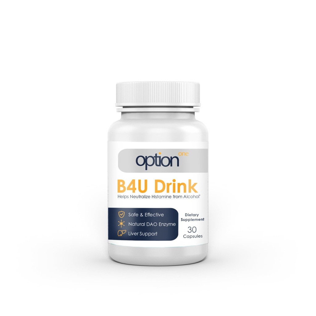 Optie 1 B4U Drink - DAO Enzyme Plus Leverondersteuning - 30 Caps - Diamine Oxidase