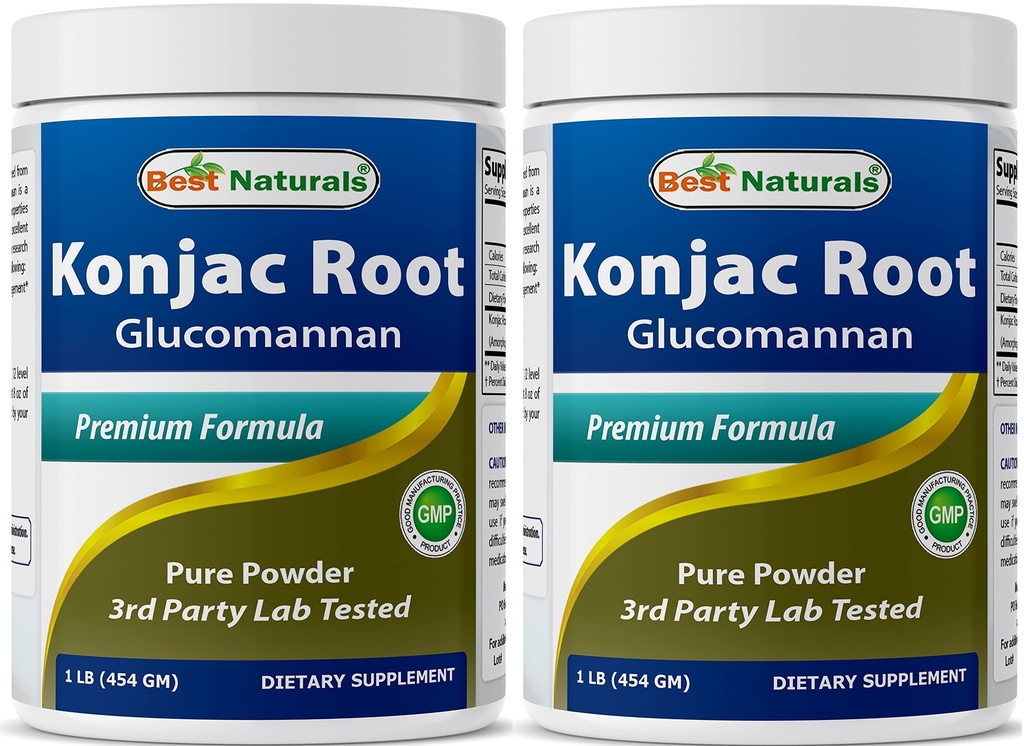 Best Naturals 2 Pack Konjac Glucomannan Root 1 Pond - 2000 mg per Serving - (Totaal 2 Pond)