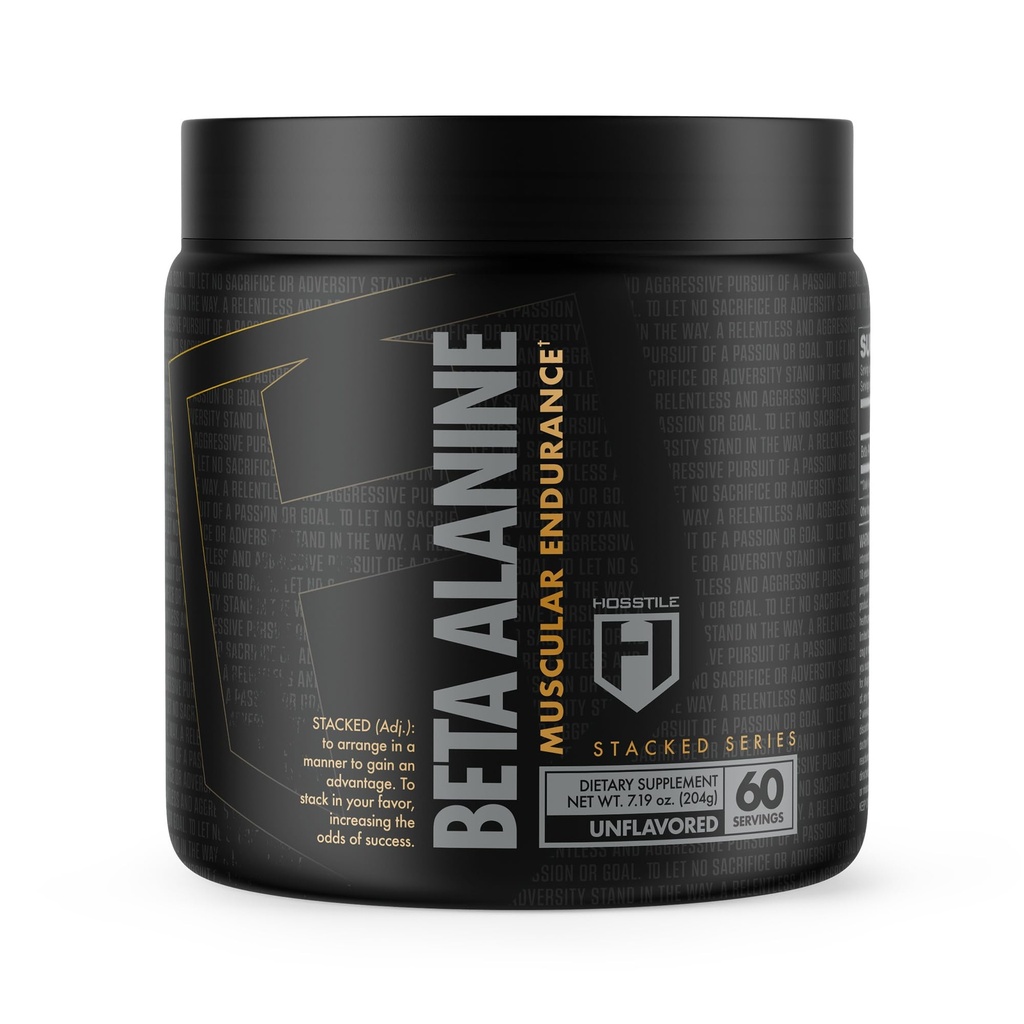 HOSTILE Beta-Alanine Poeder, Voortraining, Vertraagt de spiervermoeidheid, Verhoogt de sterkte en prestaties, Ongearomatiseerd, 60 porties