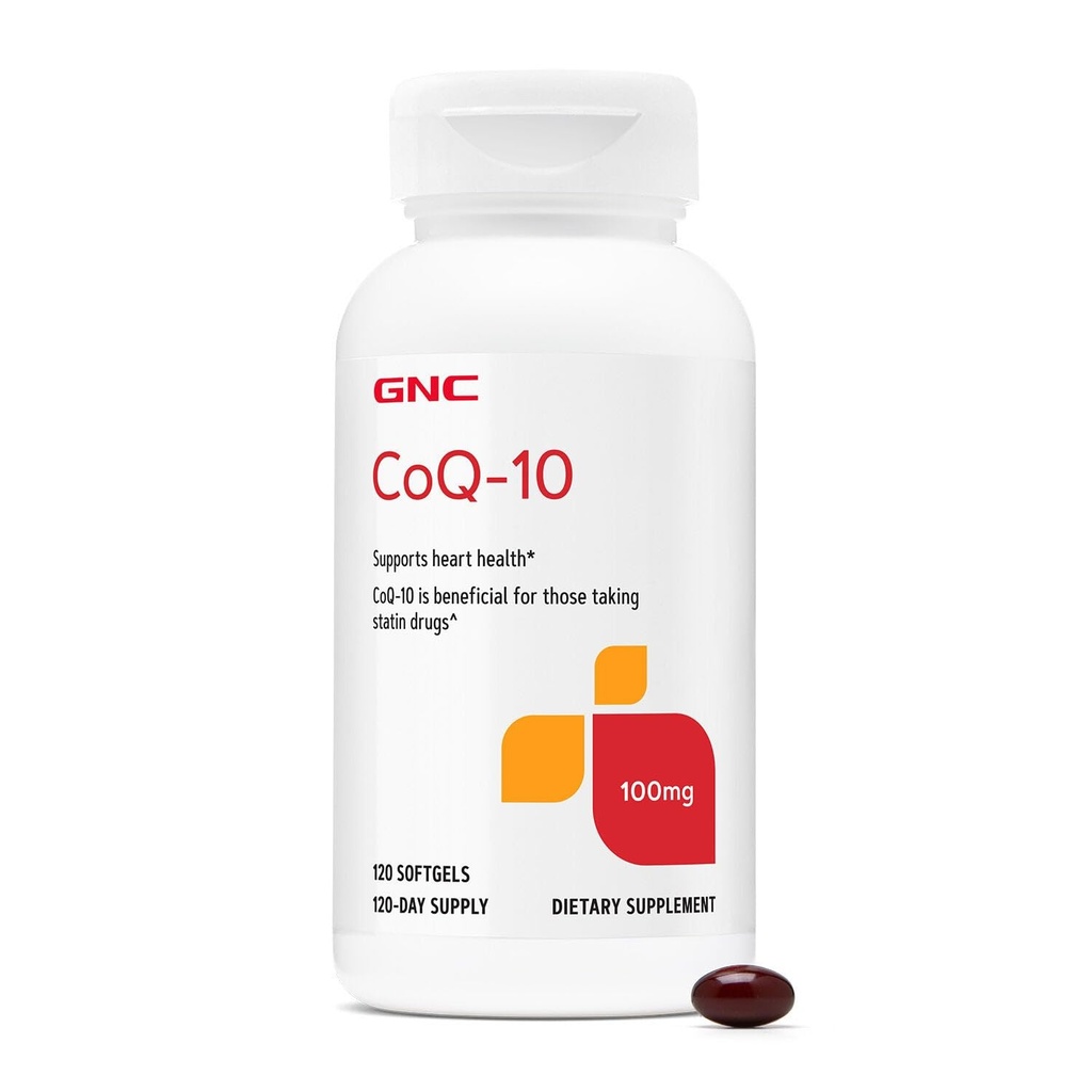 GNC CoQ-10 100mg - Heart Health & Cellular Energy Support Dieetsupplement - Antioxidant voor Gezond Cardiovasculair Systeem - Gemakkelijk doorslikken Softgels - Glutenvrij - 120 Tellen (120 Serven)