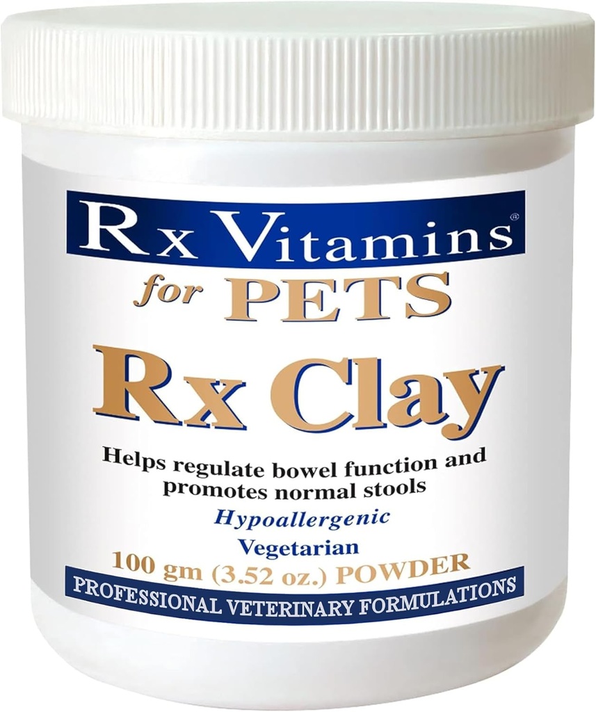 Rx Vitaminen Rx Clay Poeder voor Huisdieren - Anti Gas & Anti Diarree voor Honden & Katten - Pet Digestieve Gezondheid & Stool Ondersteuning - Cat & Hond Supplement voor Eliminatie- 3,52 oz.