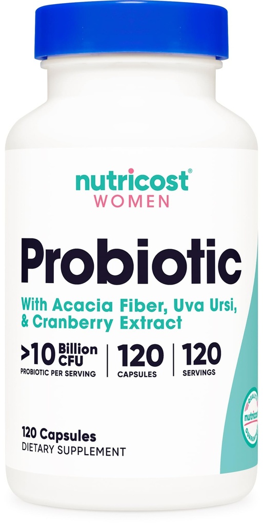 Nutricost Probiotica voor vrouwen 10 miljard CFU, 120 capsules - Complex met Acacia Fiber, Uva Ursi & Cranberry Extract, Non-GMO & Glutenvrij