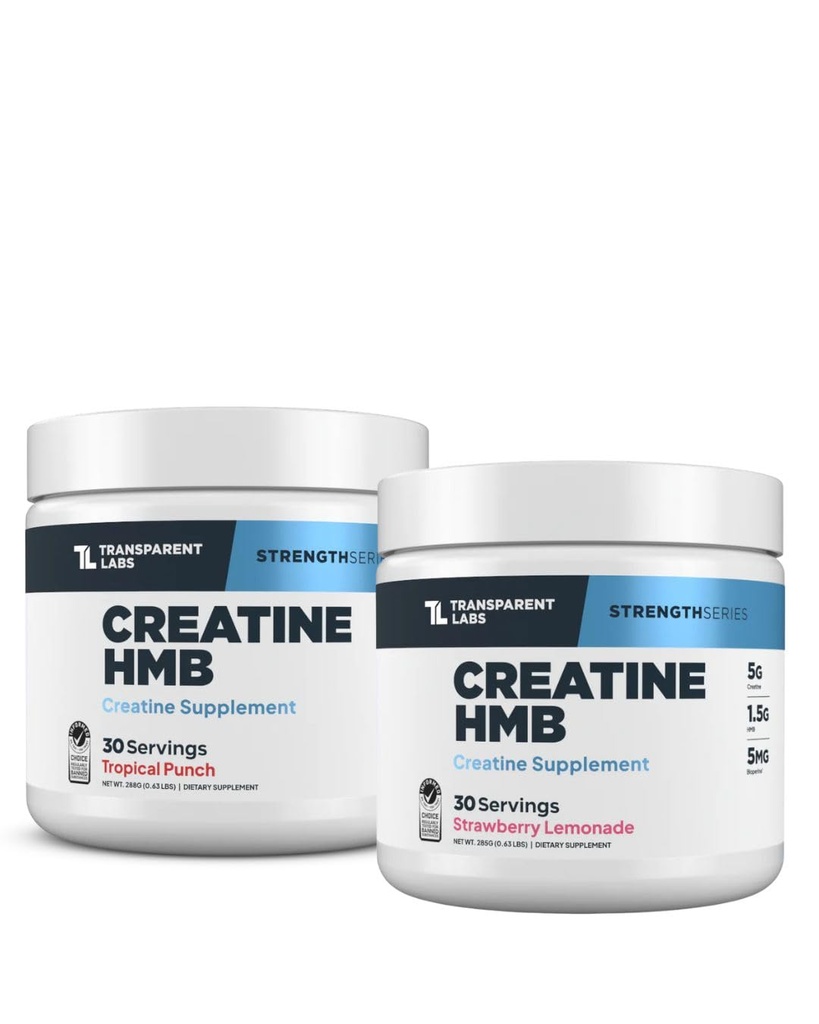 Transparante Labs Creatine HMB (30 porties, aardbeien limonade) & Creatine HMB (30 porties, tropische punch)