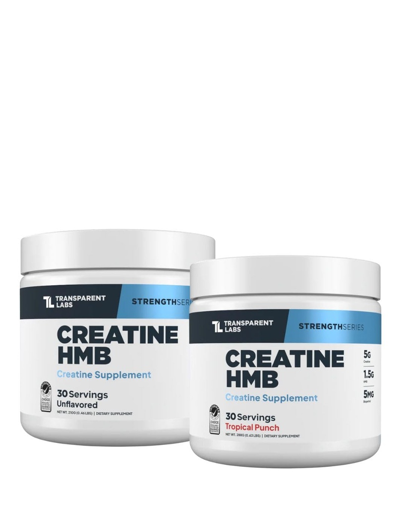 Transparante labs Creatine HMB (30 porties, tropische punch) & Creatine HMB (30 porties, zonder smaak)