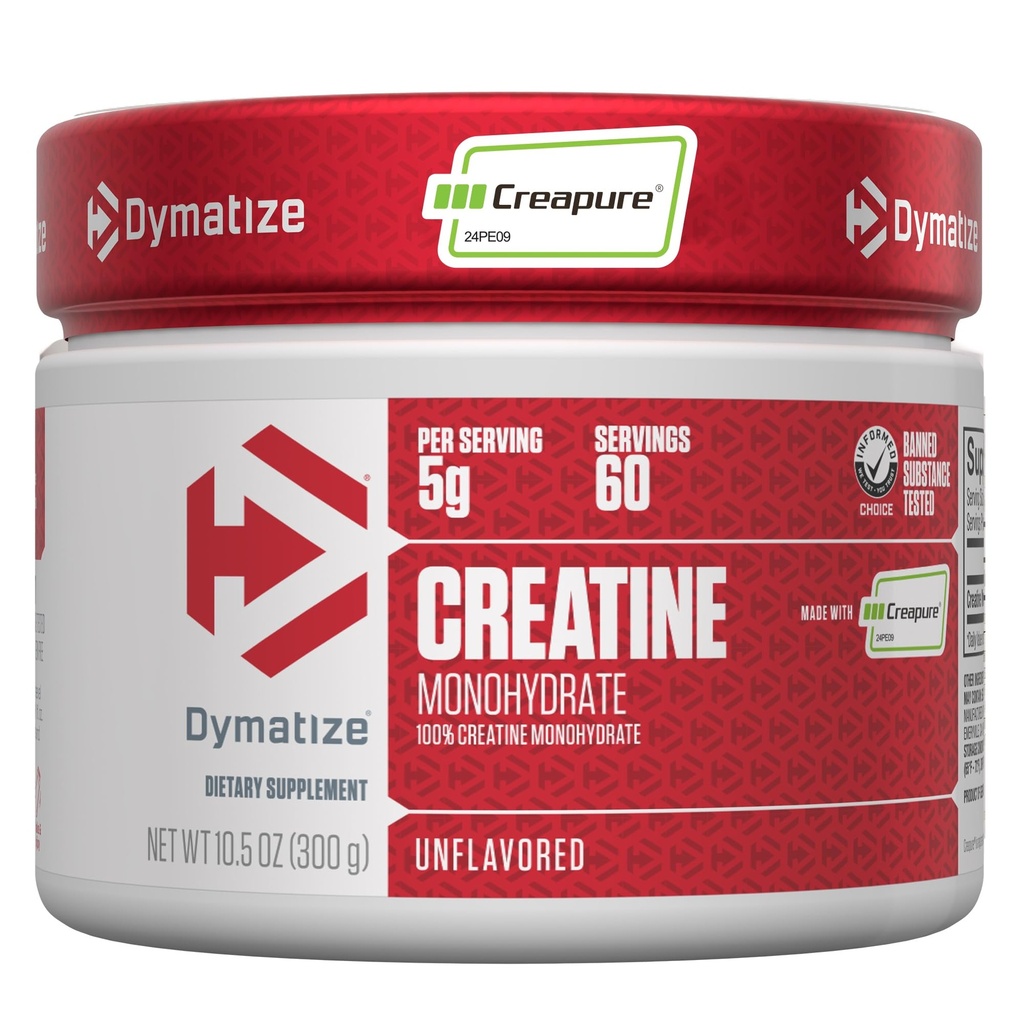 Dymatiseren Creatine Monohydraat poeder met CREAPURE (product van Duitsland), 5g per portie, 60 porties (300g), Creatine voor vrouwen en mannen, Glutenvrij