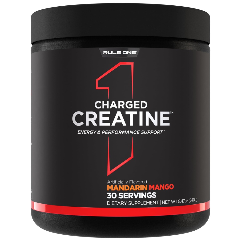 Regel 1 Proteïnes Opgeladen Creatine - Multi-Function Workout Supplement met Creatine, Electrolyte en Energie Blends voor Intensiteit, Performance, & Hydration Support (30 Servers, Mandarin Mango)