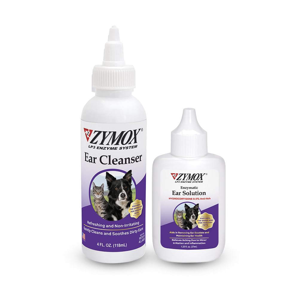 Pet King Merken ZYMOX Ooroplossing met 0,5% Hydrocortison en oorreinigerbundel