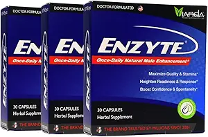 Enzyte® van Vianda Male Enhancement Health Supplement voor bloedstroom, uithoudingsvermogen en kwaliteit, met Aziatische Ginseng, Ginkgo Biloba, druivenzaad, geile geitenkruid, Muira Puama - 30 capsules (3 verpakkingen)