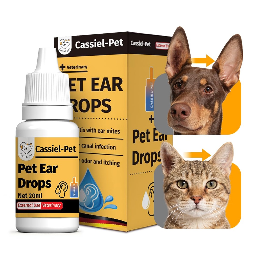 Oordruppels voor oorinfectie behandeling, oormites behandeling, hond Gist verzachtende reiniging, oorwax verwijdering, jeukende oorreliëf voor honden en katten
