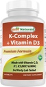 Best Naturals K-Complex met K1 (Phytonadion 1500 mcg + K2 als Menachinon 100 mcg + K2 als MK-4 1000 mcg) + D3 + VIT. C - 90 tabletten - Made in the USA