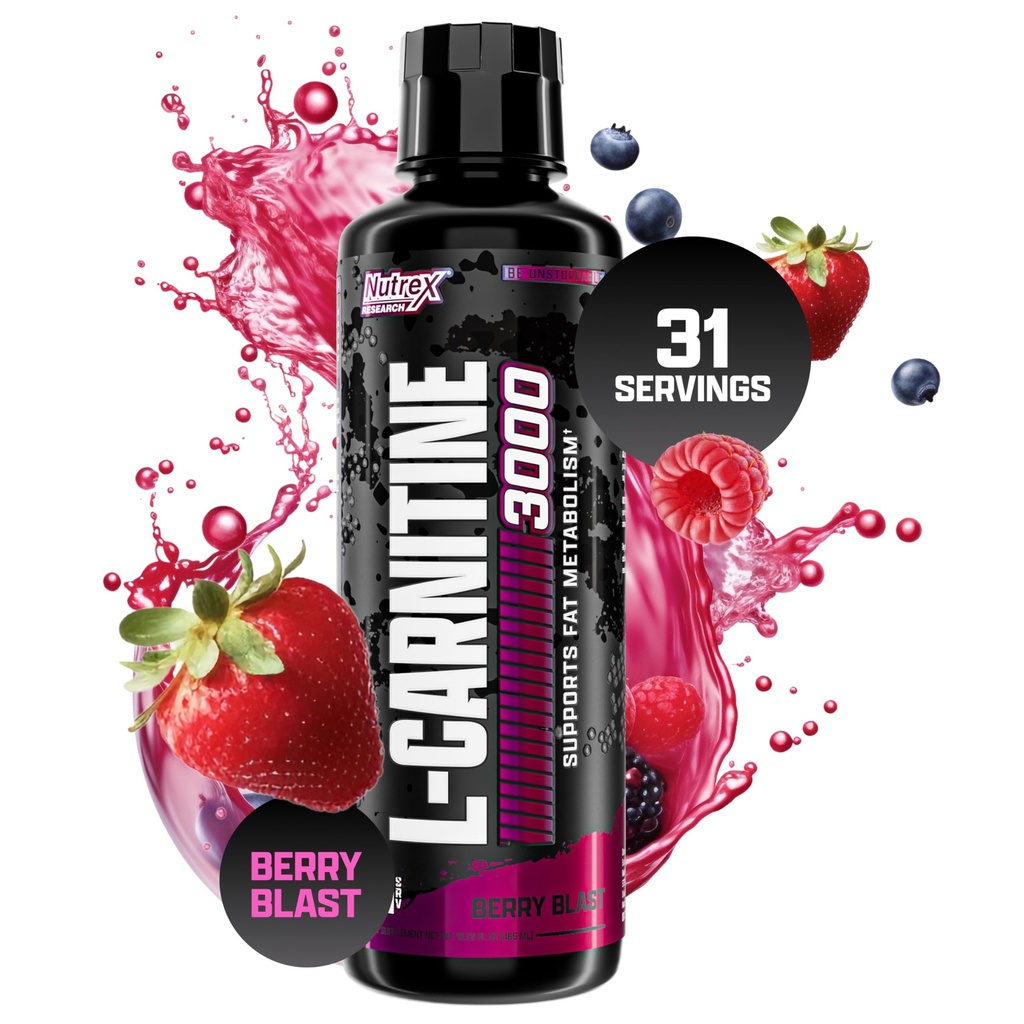 Nutrex Research L-Carnitine 3000 (31 Servings, Berry Blast)