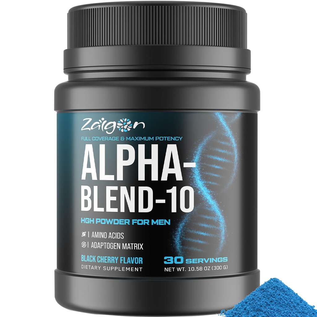 Zaigon HGH supplementen voor mannen, testosteron Booster, buikvet brander & spier Builder met 3000mg L-Arginine, 2000mg L-Lysine, 2000mg L-Glutamine, Black Cherry Flavor Powder, 300g (30 Servers)