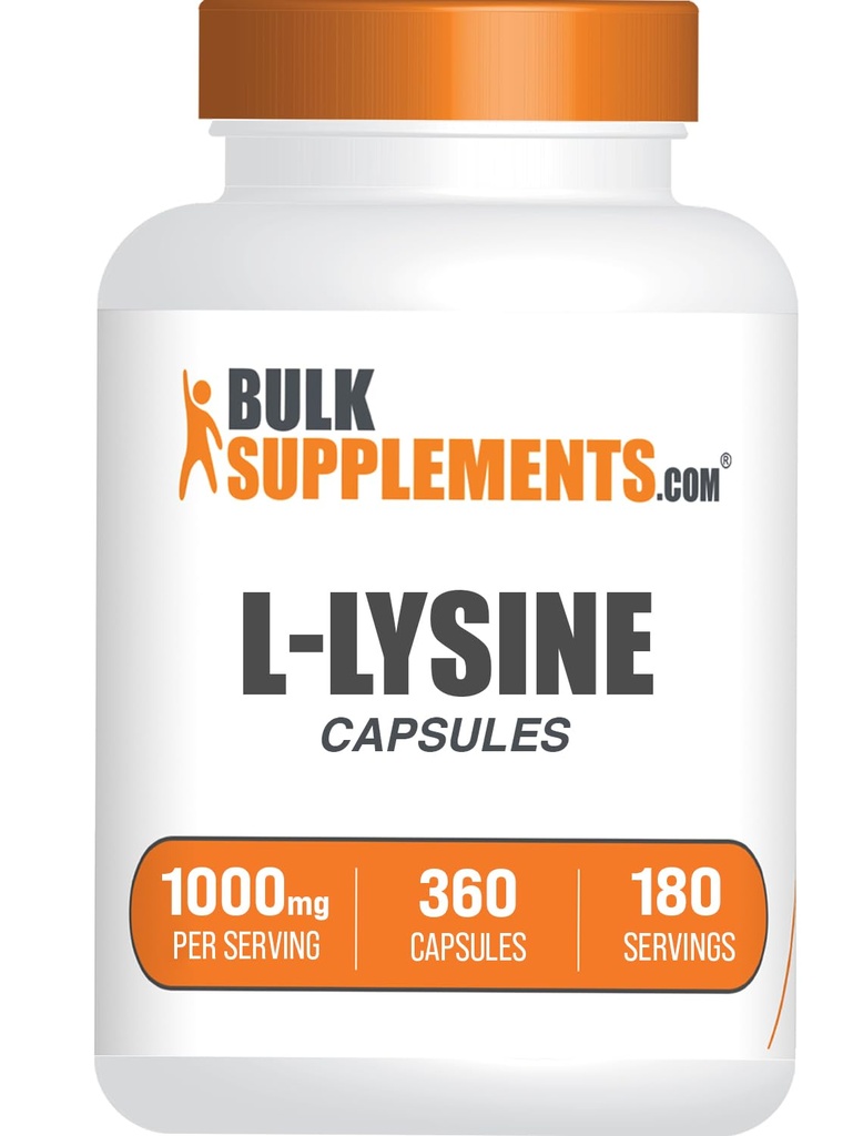 BulkSupplements.com L-Lysine HCl Capsules - Lysine Supplement, Essential Amino Acid - Glutenvrij, 2 Capsules (1000mg), per portie 360 Tellen (pakket van 1)