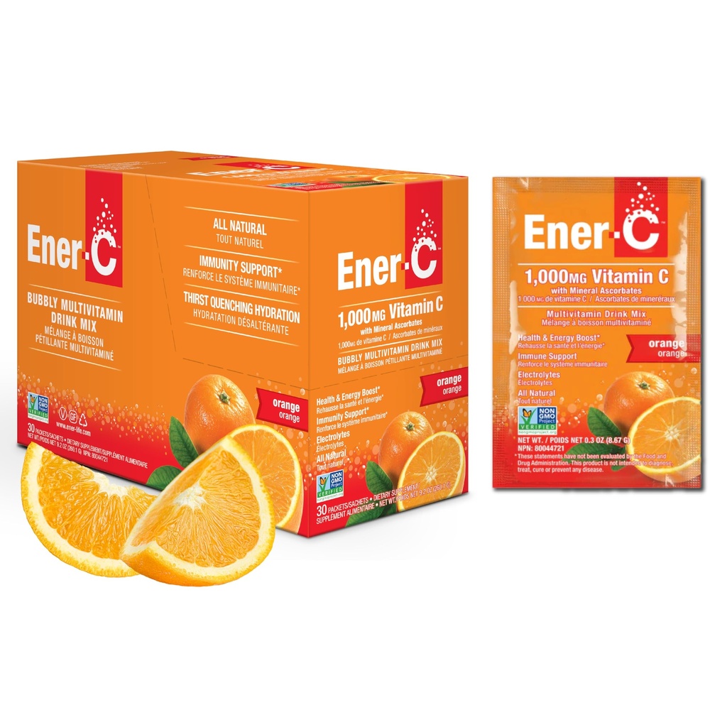 Ener-C Multivitamine Drink Mix - Vitamine verpakkingen voor water, Elektrolyten Poederverpakkingen, Vitamine Drink Mix, Hydration Liquid Mix, Immune Booster voor volwassenen, Gezonde Energie - Oranje, 30 Tel.