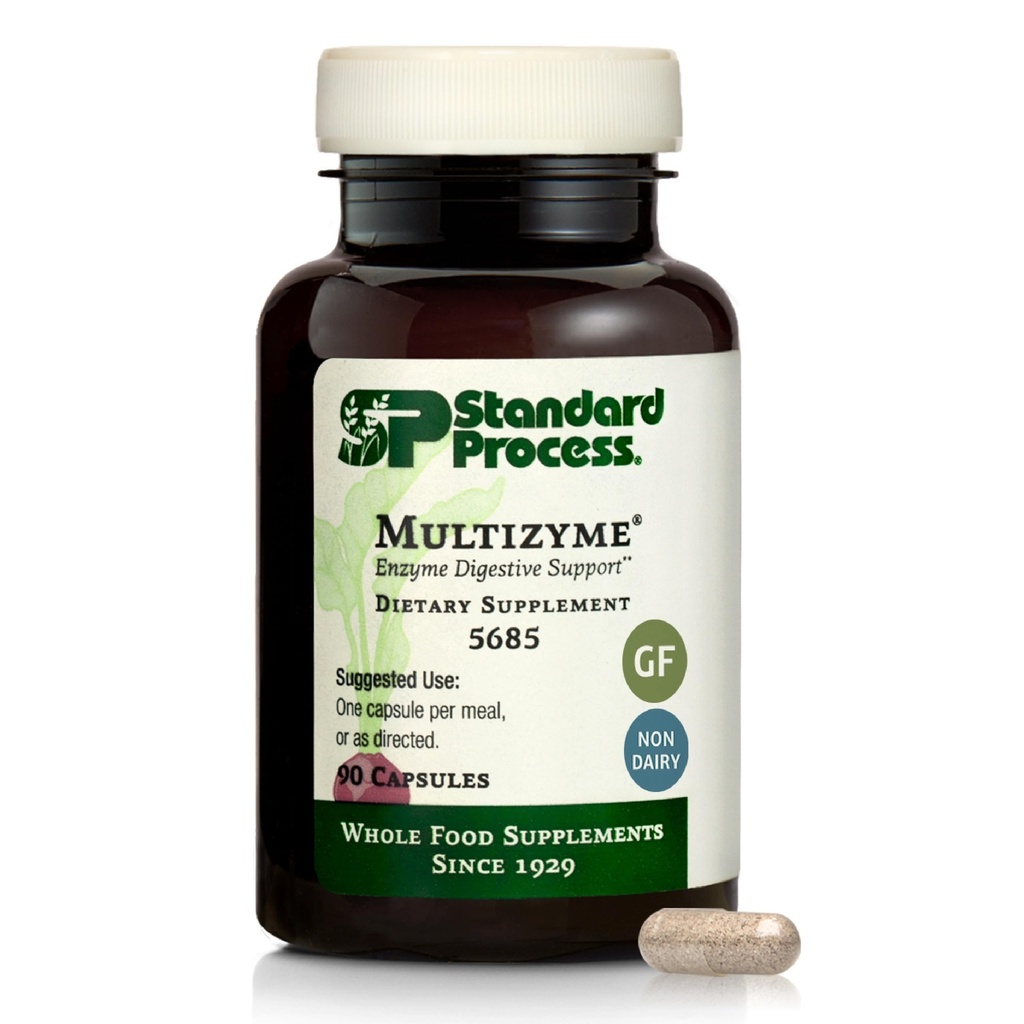 Standaardproces Multizyme - Pancreatrisch Enzyme Supplement ter ondersteuning van de afbraak van eiwitten, carbohydraten en vetten - Digestieve ondersteuning - Glutenvrije, niet-zuivel en niet-zuivel - 90 capsules (90 porties)
