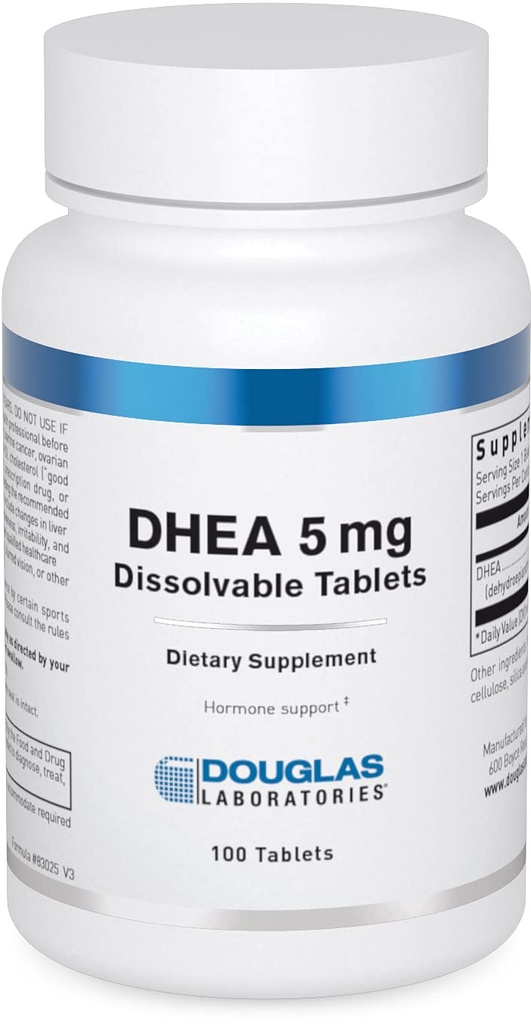 Douglas Laboratories DHEA 5 mg Oplosbare tabletten - Ondersteunt Hormone Balance, Immunity, Brain, Bone Health & Metabolisme* - Non-GMO - 100 tabletten