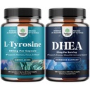 Bundel van vrije vorm L Tyrosine 500 mg Capsules voor geestelijke energie & Focus Support - Amino Acid Nootropic en DHEA Supplement - Pure DHEA 25 mg voor Hormone Balance verbetert Mood Stability Immune System