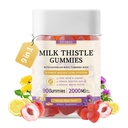 Melkdistel Gummies met 2000MG Extract, Lever Gezondheid Ondersteuning Gummies, Silymarin Milk Thistle Supplement met Artichoke, Dandelion, Kurkuma Curcumin, Geen Suiker, voor volwassenen, Veganist, 90 Tellen
