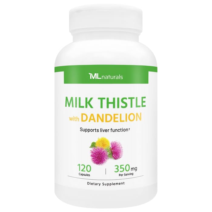 ML Naturals Melkdistel & Dandelion Extract 250mg Melkdistel, 100mg Paardenbloemwortel (Per portie) 120 Capsules
