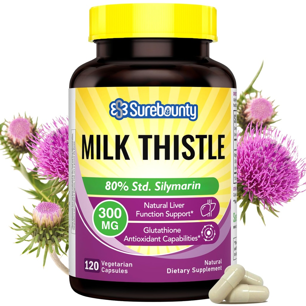 Melkdistel, geconcentreerd zaadextract, leverondersteuning Reiniging Detox, vette leversupplementen, non-GMO, geen gluten en soja, 120 veggiecaps, 4 maanden levering