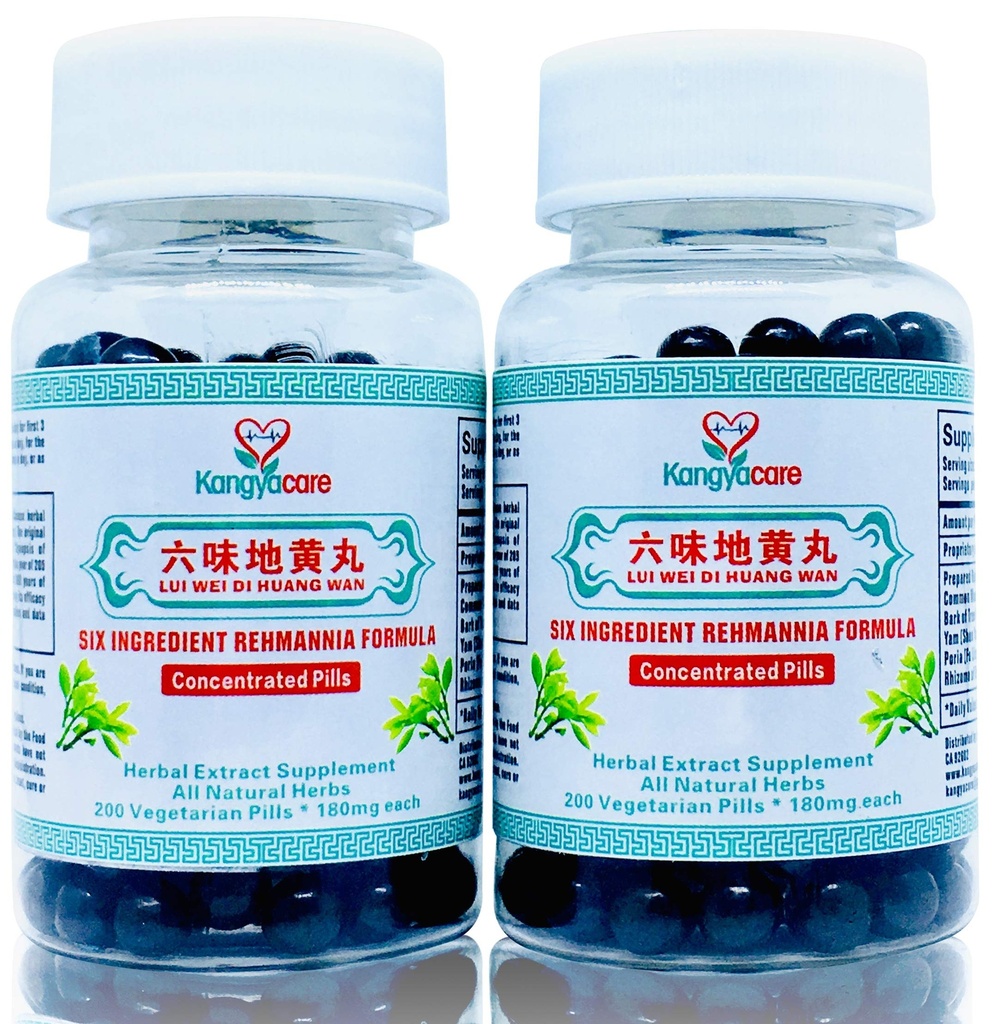 Liu Wei Di Huang Wan - Six Ingredient Rehmannia Formula -Energy & Immune Boost, Balances Hormonen, Lipiden & Blood Pressure -Support Cardiovasculaire -All Natural -400 Ct (2 flessen)
