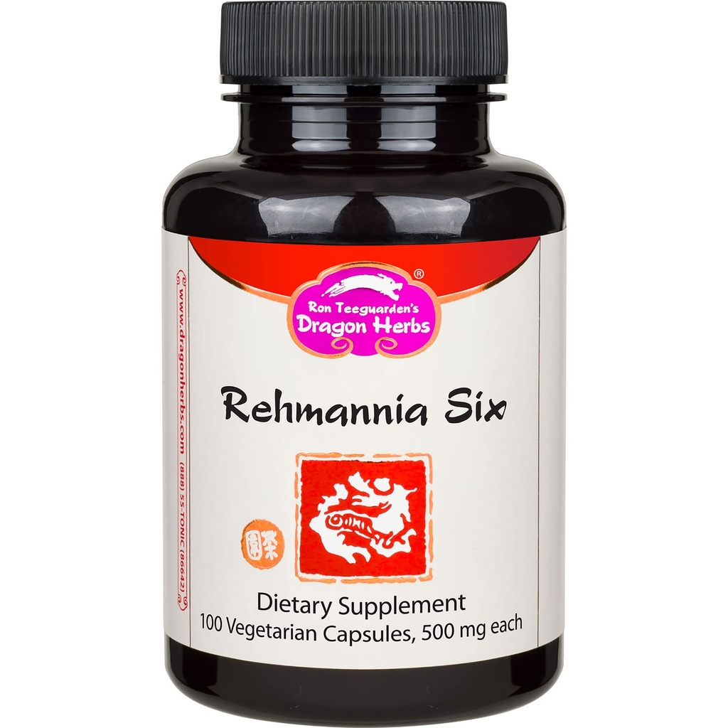 Dragon Herbs Rehmannia Zes Combinatie -- 500 mg - 100 Vegetarische Capsules