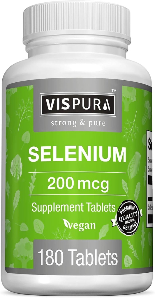 Selenium 200 mcg Supplement, 180 Vegan tabletten voor het immuunsysteem, schildklier, prostaat en hart gezondheid*, biologische, natuurlijke en glutenvrije sporen mineraal zonder additieven