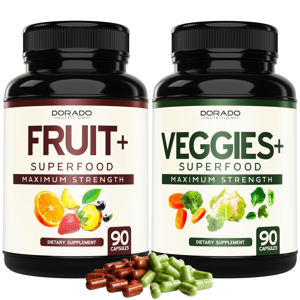 Fruit en groenten Supplement (180 capsules) Superfood Fruit en groenten Supplementen voor volwassenen - Premium Super Food for Energy and Immune Support - Veggies Capsules - Non-GMO & Vegan - USA Made