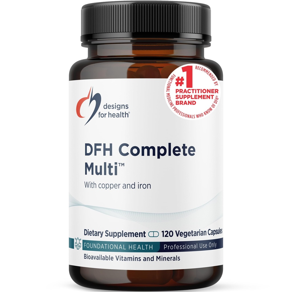 Ontwerpen voor de gezondheid Complete Multi met koper + ijzer - Uitgebreide Multi Vitamine + Mineraal Supplement met Folaat, 1000 IE Vitamine D, Immuun Ondersteuning Vitaminen - Multivitamine (120 Capsules)
