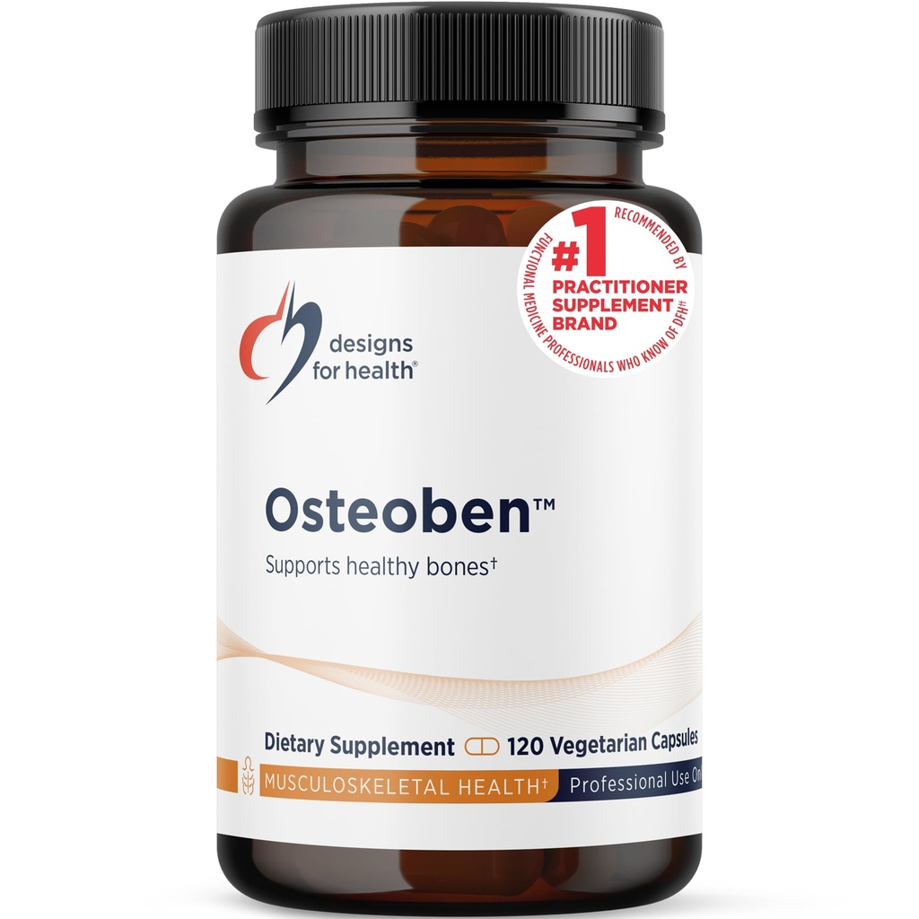 Designs for Health Bone Support Formula - Osteoben with Soy-Free Genistein Complex - Non-GMO Bone Vitamins Supplement with Vitamin D, K, Zinc, Calcium + Magnesium (120 Capsules)
