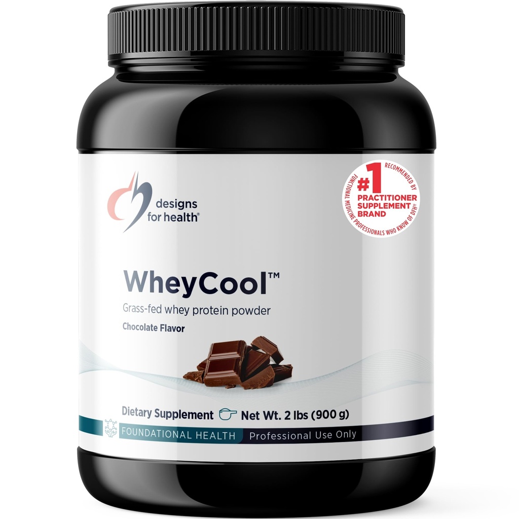 Designs for Health WheyCool - Grass Fed Whey Proteine Powder Supplement met 20g Proteïne, mei ondersteuning Atleten, Spieren + Energie - Non-GMO + Glutenvrije, Chocolade (30 Servers / 900g)