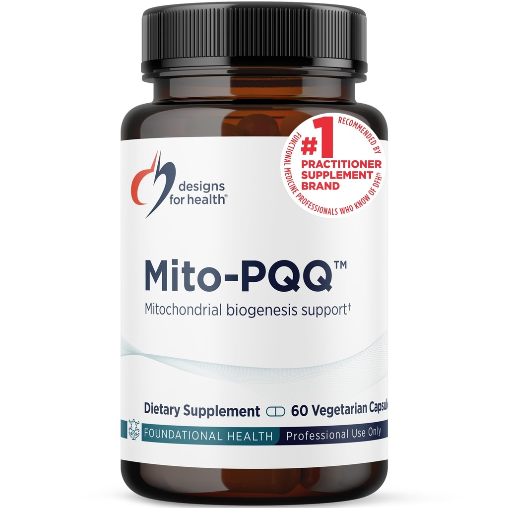 Designs for Health Mitochondria Energy Formula with Bio-PQQ - Mito-PQQ Rhodiola + 20mg PQQ (Pyrrolochinoline Quinone) Supplement - Ondersteunt Mitochondriale Biogenese + Gezonde Veroudering (60 Capsules)