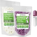 XPRS Nutra Vegan Maat 00 Gescheiden Capsules - 500 Tel Premium Lege Capsules Gescheiden in zakken - 00 Pillen Leeg voor DIY supplement vullen (Lavender/White)