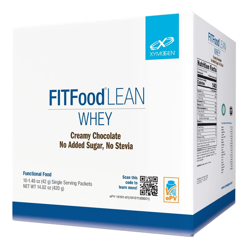 XYMOGEN FIT Lean Food Wei - 21 g eiwit - Ondersteunt spierherstel na inspanning - Glutenvrij en sojavrij - Romige chocoladesmaak - 10 porties