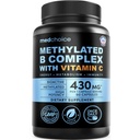 9-in-1 Vitamine B-complex - Gemethyleerd multivitamine met B12 Methylcobalamine, methylfolaat, L-5-MTHF & vitamine C - Gemethyleerd B-complex voor vrouwen en mannen - non-GMO, glutenvrij, & veganistisch (90 porties)