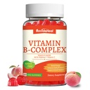 Vitamine B Complex Gummies for Women & Men - Vitamin B12, B1, B2, B3, B5, B6, B7 & B9 - B Complex with Vitamin C & Choline - Energy & Immune Support* - Vegan, Sugar Free, Peach Flavor - 60 Gummies