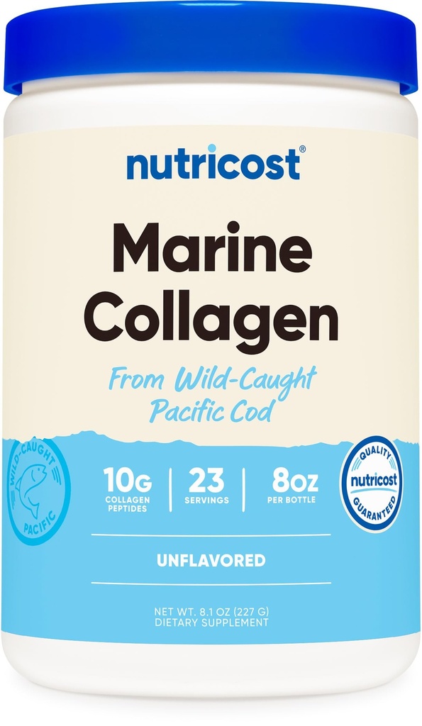 Nutricost Marine Collagen Powder Wild Caught Fish (8 oz) - 23 Servings, 10 G Protein Per Serving, Alaskan Wild-Caught