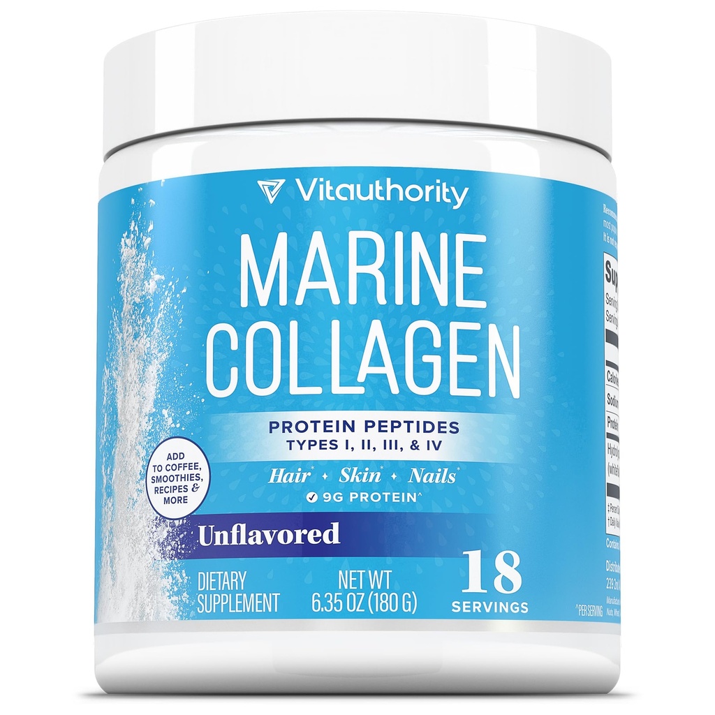 Vitauthority Marine Collagen Peptides Powder Supplement 